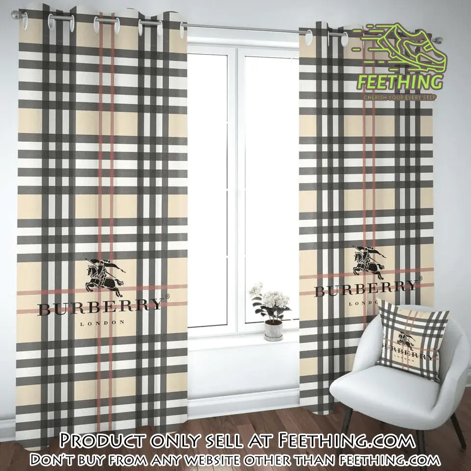 Burberry pattern premium window curtains hot  luxury curtain wc110 ft5017005